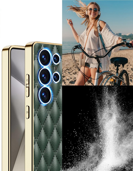 Puzdro pre Samsung Galaxy S25 Ultra, Leather Rhombus, zelený