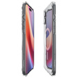 Puzdro MagSafe Spigen pre iPhone 16, Ultra Hybrid, transparentné / biele + tvrdené sklo 9H