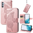 Klapkové puzdro pre Samsung Galaxy A56, Butterfly, ružové rose gold
