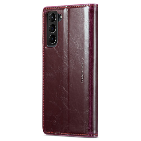 CASEME flipové puzdro pre Samsung Galaxy S21 FE, Waxy Textured, červené