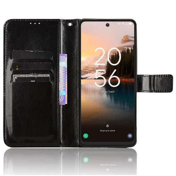 Klapkové puzdro pre TCL 40 NxtPaper, Crazy Horse Wallet, čierne