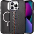 Puzdro pre iPhone 13, Carbon Fiber MagSafe, čierne