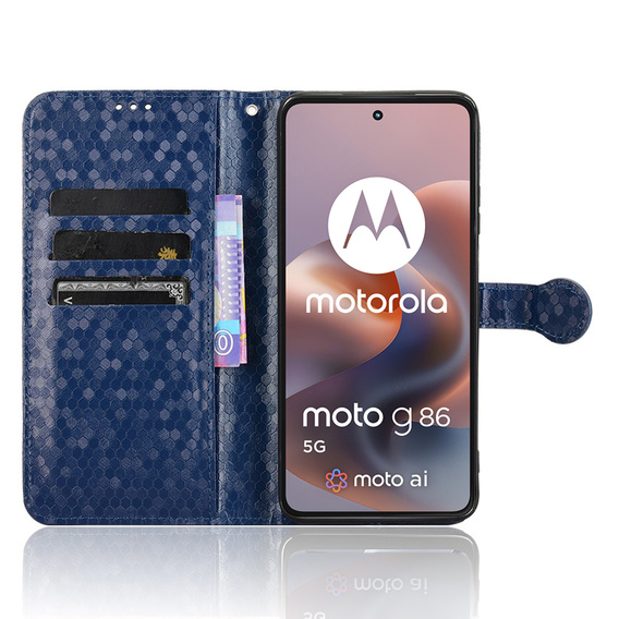 Flipové puzdro pre Motorola Moto G86 Power 5G, Wallet Rhombus, modré