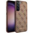 GUESS Obal na mobil pre Samsung Galaxy S23, 4G Metal Gold Logo, hnedé