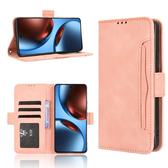 Klapkové puzdro pre Realme GT 7 / 7T, Card Slot, ružové