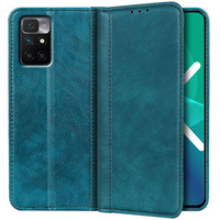 Obal na mobil pre Xiaomi Redmi 10, Wallet Litchi Leather, zelený