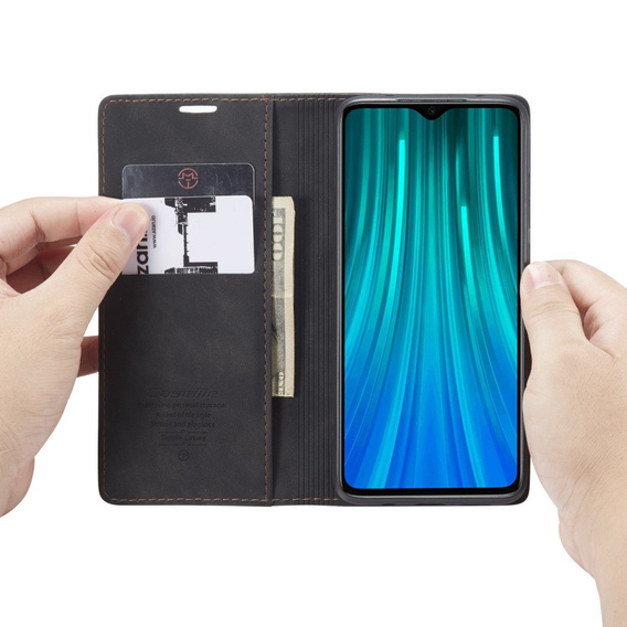 CASEME puzdro pre Xiaomi Redmi Note 8 Pro, Leather Wallet Case, čierne