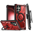 Obal na mobil pre Samsung Galaxy S23 Ultra, Heavy Duty Ring Belt Clip, červené