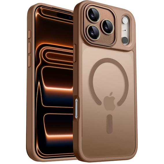 Puzdro pre iPhone 16 Pro, pre MagSafe, ERBORD Matt Case, desert titanium + sklo na displej