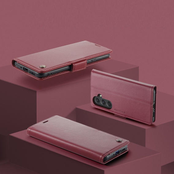 CASEME flipové puzdro pre Samsung Galaxy A54 5G, Litchi Wallet, červené