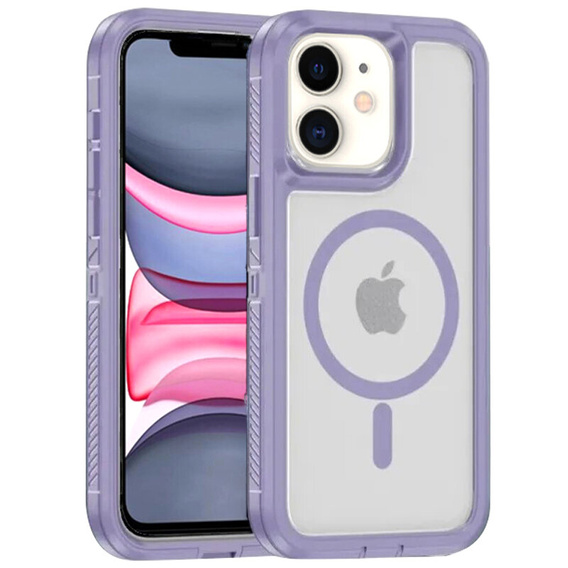 Puzdro s rámom pre iPhone 11, pre MagSafe, transparentné / fialové