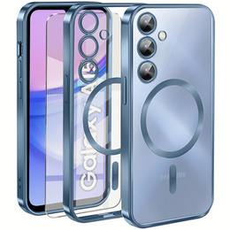 Puzdro pre Samsung Galaxy A15 4G/5G, Electro MagSafe, modré + sklo na displej