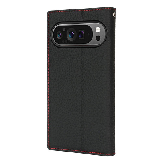 Klapkové puzdro pre Google Pixel 10 / 10 Pro, koža Litchi Grain, čierne