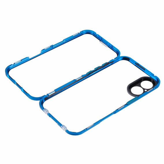 Puzdro pre iPhone 16, Magnetic Dual Glass, modré