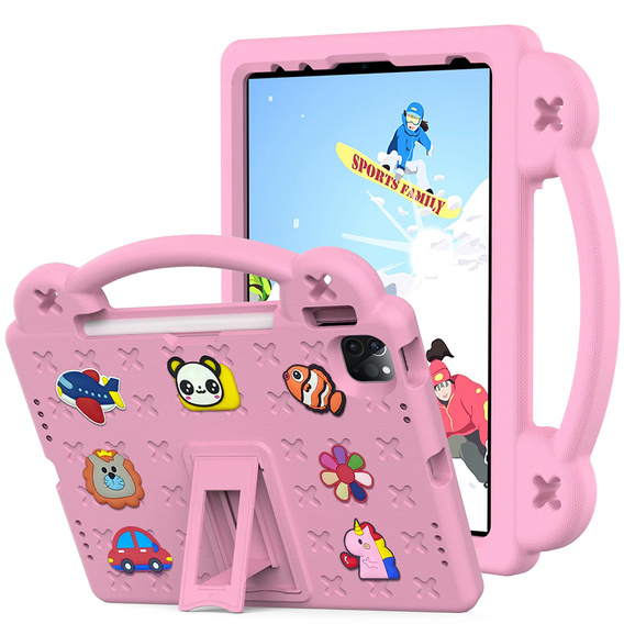 Detské puzdro pre iPad Air 10.9" 2022/2020 (5/4 gen.) / Pro 11" 2022/2021/2020 (4/3/2 gen.), Cute Patterns, so stojanom, ružové