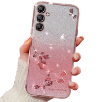 Puzdro pre Samsung Galaxy A55 5G, Glitter Flower, ružové rose gold