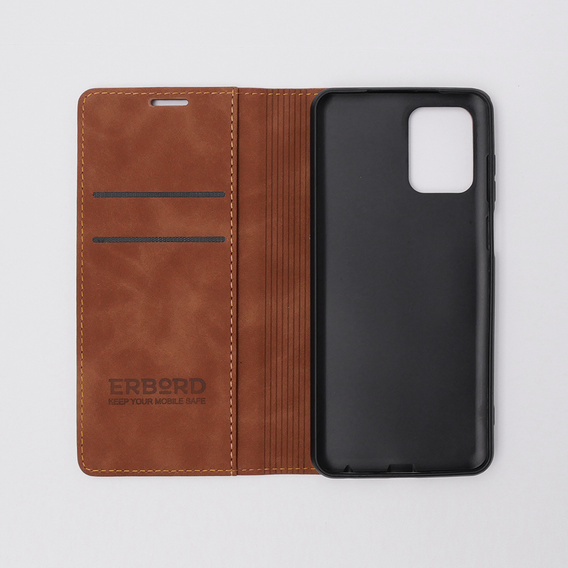 Puzdro pre Motorola Moto G73, ERBORD Vintage, peňaženka s chlopňou, hnedé