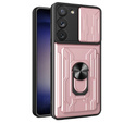 Obrnené puzdro pre Samsung Galaxy S23, Camera Slide Card Slot, ružové rose gold