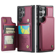 CASEME flipové puzdro pre Samsung Galaxy S25 Ultra, Litchi Wallet, červené