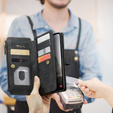 CASEME puzdro pre Samsung Galaxy A56 5G, Leather Wallet Cash and Card Slots, s remienkom, čierne