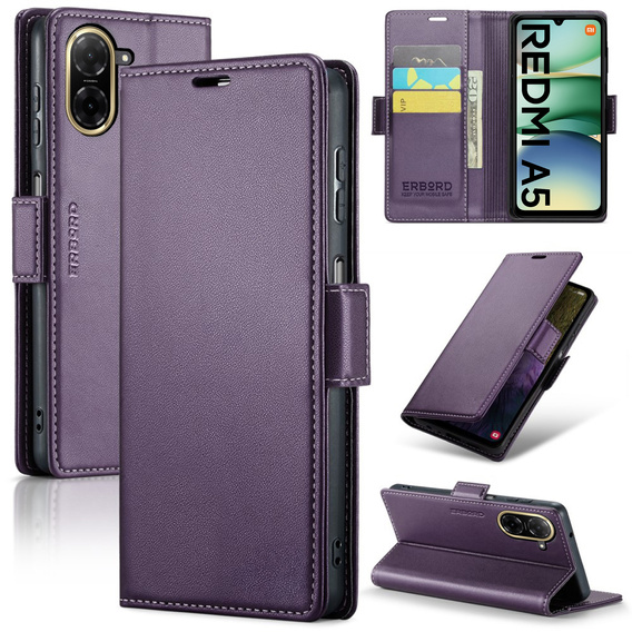 ERBORD Lesklá peňaženka Litchi s chlopňou pre Xiaomi Redmi A5