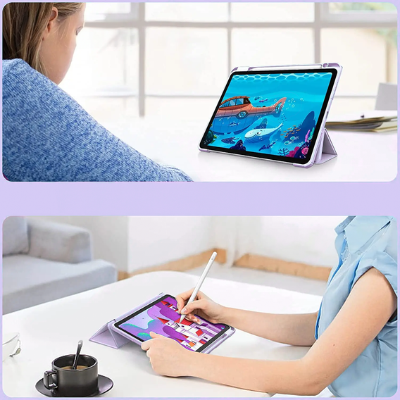 Puzdro pre Apple iPad Air 11" 6 gen. 2024 (A2902, Smartcase Hybrid, so slotom na stylus, fialové