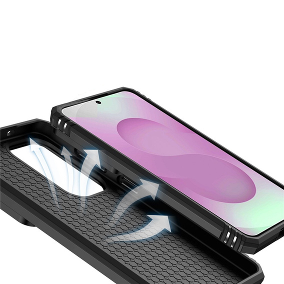 Puzdro s podstavcom a krytom objektívu pre Samsung Galaxy S26 Plus, čierne