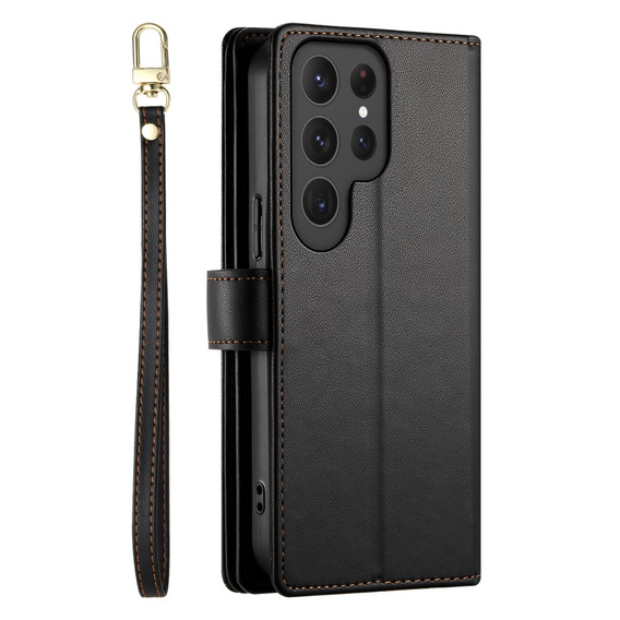 Klapkové puzdro pre Samsung Galaxy S25 Ultra, Wallet Zipper Pocket, čierne