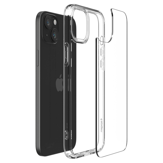 Puzdro Spigen pre iPhone 15, Ultra Hybrid, priehľadné + tvrdené sklo 9H