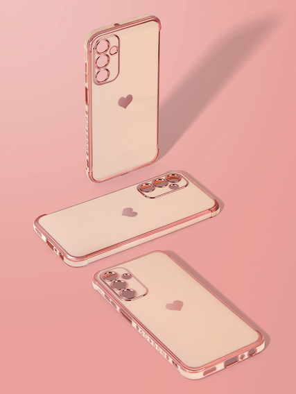Puzdro pre Samsung Galaxy A26, Electro heart, ružové rose gold + sklo 9H