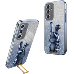 Puzdro pre Samsung Galaxy A54 5G, Glitter Rabbit, s vysúvacím stojanom, modré