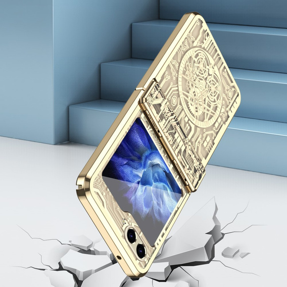 Puzdro pre Samsung Galaxy Z Flip7 FE / Z Flip6, Mechanical Legend, zlaté
