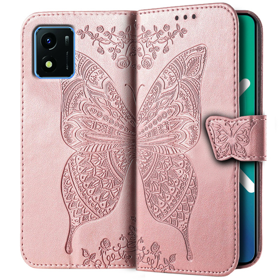 Klapkové puzdro pre Vivo Y01, Butterfly, ružové
