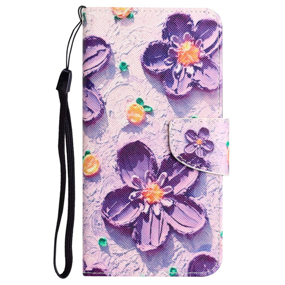 Klapkové puzdro pre Xiaomi Redmi 13C / Poco C65, Wallet, Painted Flowers, fialový