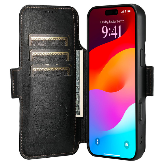Flipové puzdro 2 v 1 pre iPhone 17 Pro Max, SUTENI, pre MagSafe, čierne