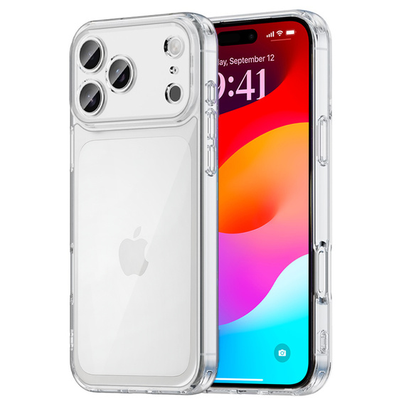 Silikónové puzdro pre iPhone 17 Pro Max, s tvrdou zadnou stranou, priehľadné