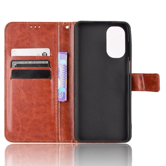 Klapkové puzdro pre Motorola Moto G62 5G, Crazy Horse Wallet, hnedé