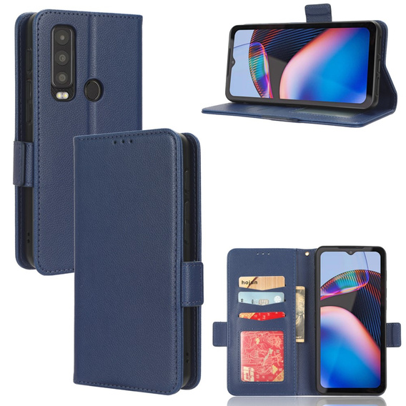 Klapkové puzdro pre Cat S75 5G, Wallet Litchi Magnet, tmavomodré