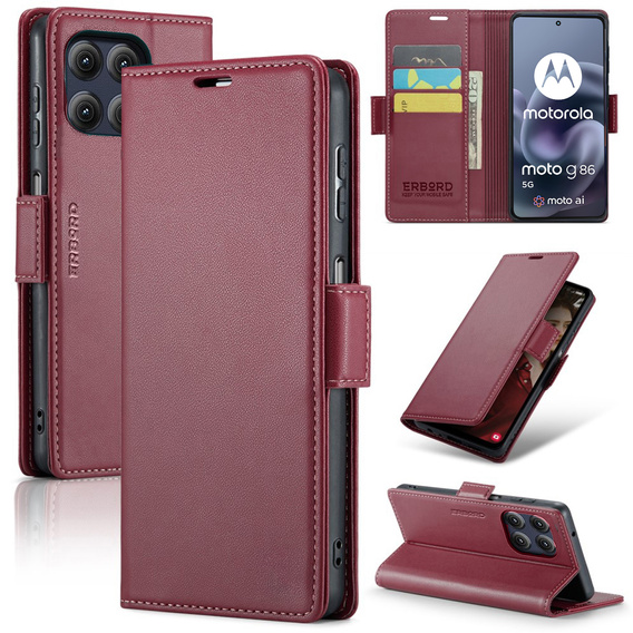 ERBORD Lesklá peňaženka Litchi s chlopňou pre Motorola Moto G86 5G / G86 Power 5G