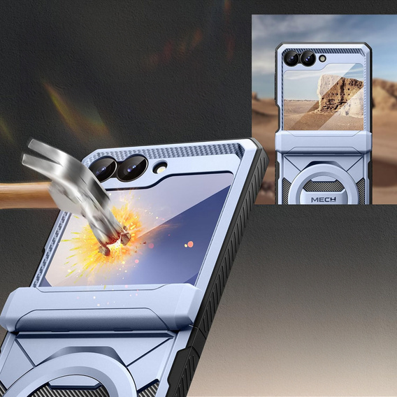 Puzdro Tongate MECH s MagSafe pre Samsung Galaxy Z Flip7 FE / Z Flip6, modré