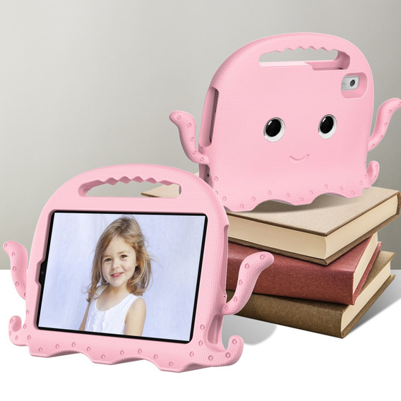 Detské puzdro pre Lenovo Tab M9, s rukoväťou, chobotnica, ružové