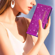 Klapkové puzdro pre Samsung Galaxy S24 Ultra, Wallet Zipper Pocket Glittery, fialové