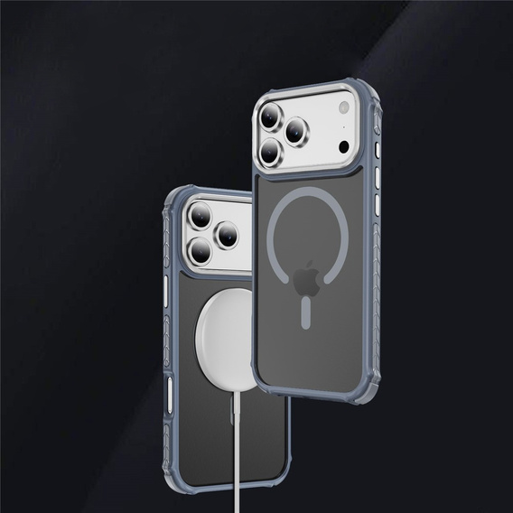 Matné puzdro pre iPhone 17 Pro Max, pancierované, pre MagSafe, dymové so sivými stranami