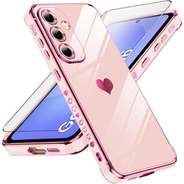 Puzdro pre Samsung Galaxy A36, Electro heart, ružové rose gold + sklo 9H