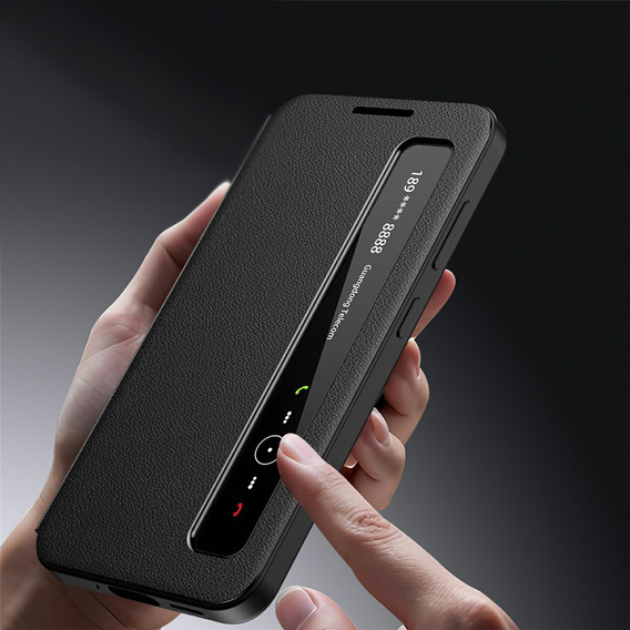 Kožené puzdro Smart View Window pre Samsung Galaxy S26 Plus, čierne