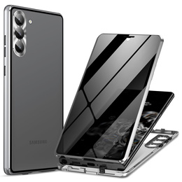 Puzdro pre Samsung Galaxy S24, Privacy Dual Glass, strieborné