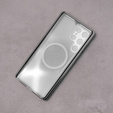 Magnetické puzdro Dual Glass MagSafe pre Samsung Galaxy S22 Ultra, strieborné