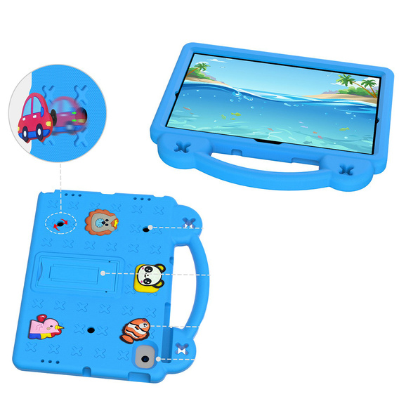 Detské puzdro pre Samsung Tab A8 10.5 X200 / X205, Cute Patterns, so stojanom, modré