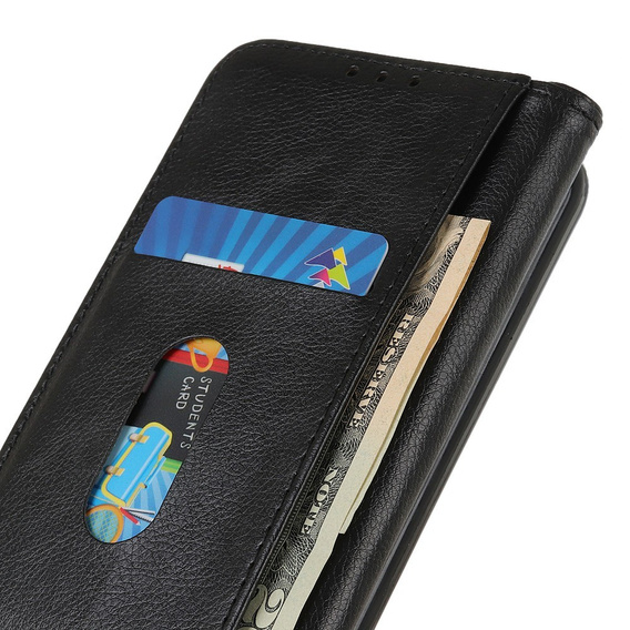 Obal na mobil pre Samsung Galaxy A26, Wallet Litchi Leather, čierne