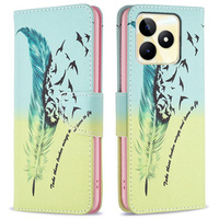 Klapkové puzdro pre Realme C53 4G, Wallet, feather, modré